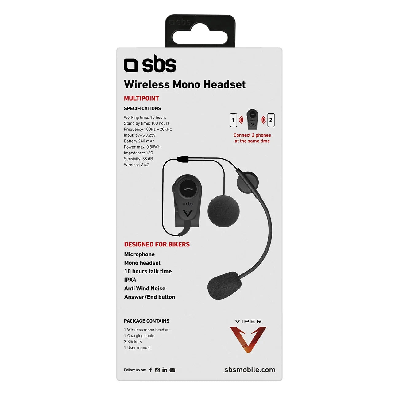 SBS Kit Mãos Livres p/ Capacete Mota Multiponto