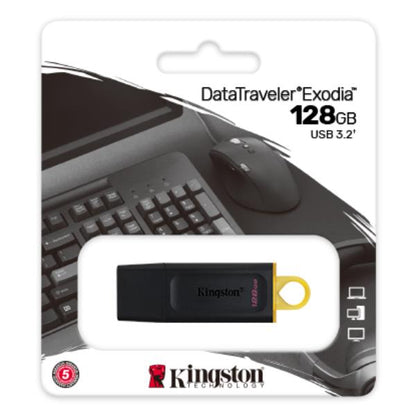 Pen Drive Kingston DataTraveler Exodia 128GB USB 3.2 Preta