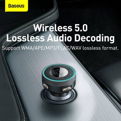 Carregador de Isqueiro Baseus Enjoy Dual USB-A + Jack 3.5mm + MicroSD/TF + Transmissor FM/Bluetooth