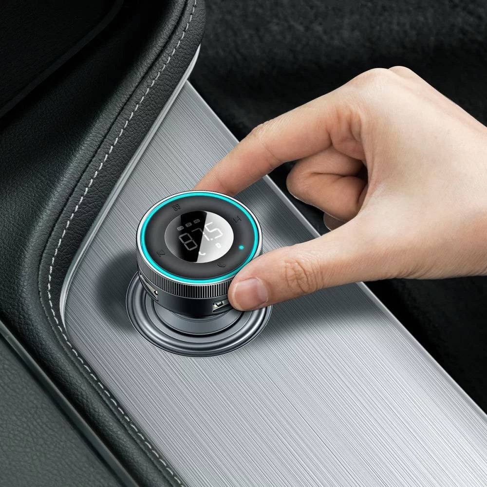 Carregador de Isqueiro Baseus Enjoy Dual USB-A + Jack 3.5mm + MicroSD/TF + Transmissor FM/Bluetooth