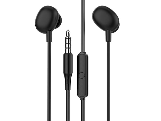 Techancy Auricular Com Fios De 3,5 Mm Preto TD8040, Auricular Com Função De Microfone, Compatível Com Telemóveis/Pc/Mp3, Etc.