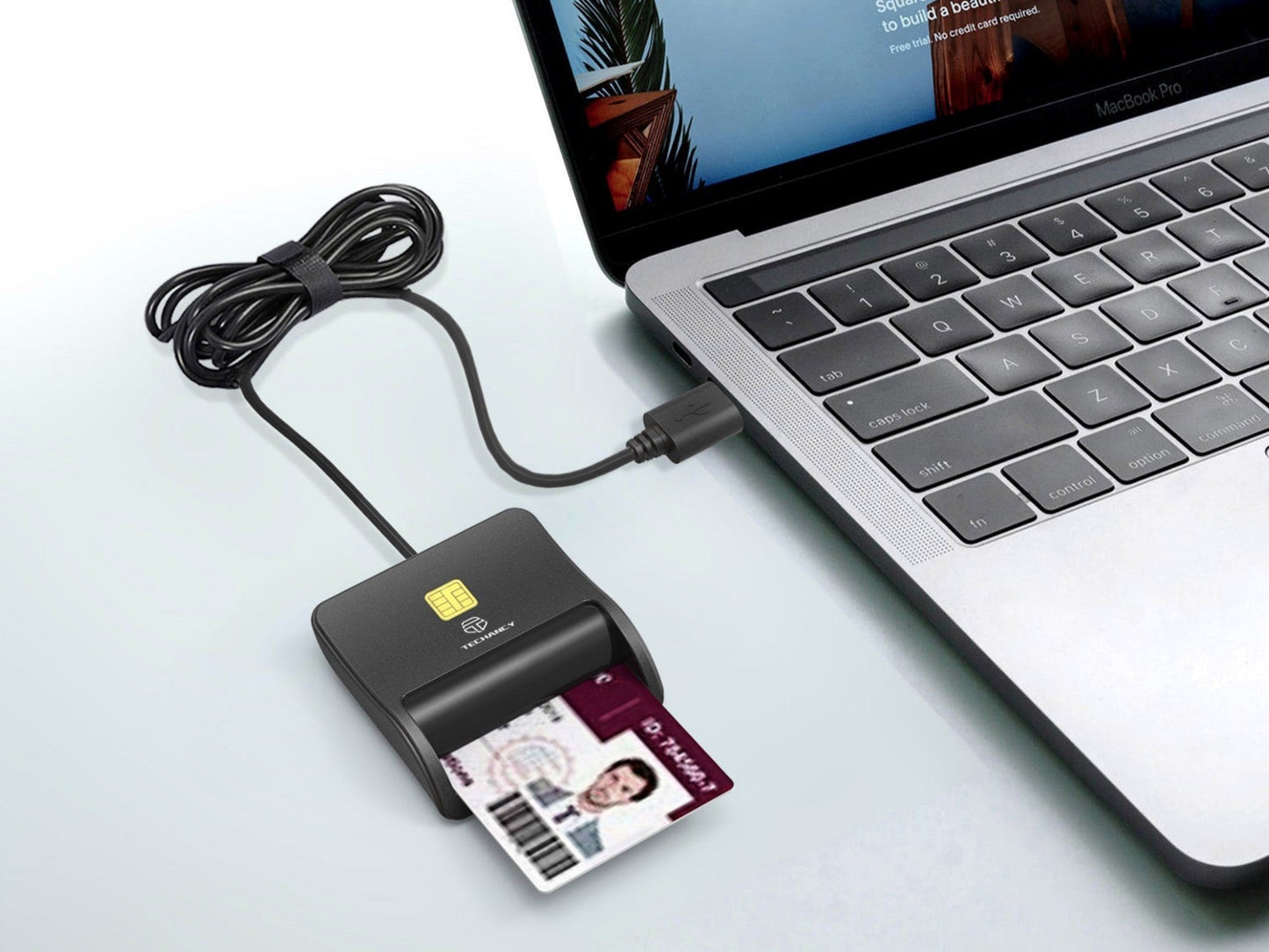 Techancy Leitor de cartão inteligente MI0631, USB 2.0, suporta vários tipos, compatível com vários sistemas, preto