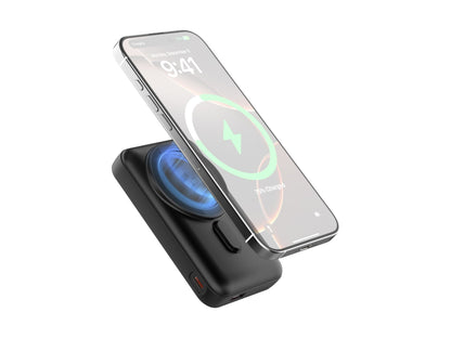 Techancy Power Bank Magnetico Sem Fios 10000mAh TF2804 15W Wireless 22.5W Carregamento Rapido com Suporte para Telemovel e Tablet Preto