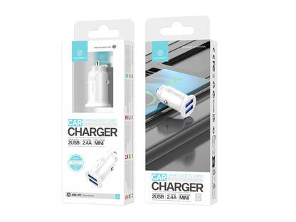 Techancy Carregador De Automóvel Mini  TC6417, Carregamento 2usb 2.4A, Compatível Com Camiões E Automóveis, branco