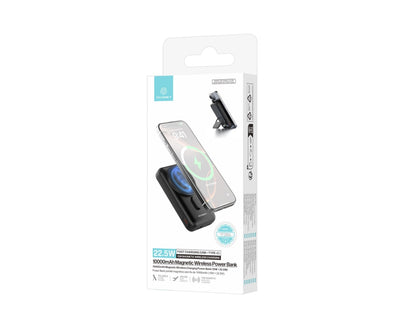 Techancy Power Bank Magnetico Sem Fios 10000mAh TF2804 15W Wireless 22.5W Carregamento Rapido com Suporte para Telemovel e Tablet Preto