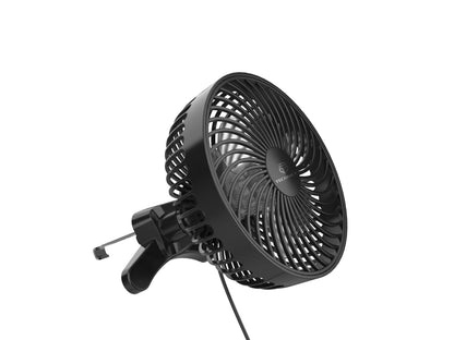 Techancy Ventilador De Carro Usb Preto KL7306, 6 Polegadas, Fluxo De Ar Ajustável De 3 Velocidades, Montagem No Respiradouro