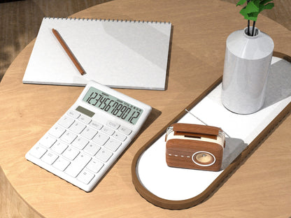 Techancy Calculadora de Mesa MK1166 12 Dígitos Dupla Energia Função GT/MU ABS TM25001 Branco