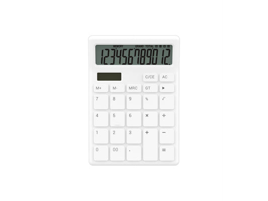 Techancy Calculadora de Mesa MK1166 12 Dígitos Dupla Energia Função GT/MU ABS TM25001 Branco