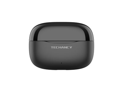 Techancy Auriculares Bluetooth TWS Wireless 5.4 KP2715 Microfone HD Toque inteligente USB C para Android iPhone Preto