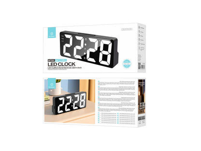 Techancy Despertador Multifunções Led Preto MC1500, Com Relógio, Data, Alarme, Ecrã De Temperatura E Controlo Por Voz