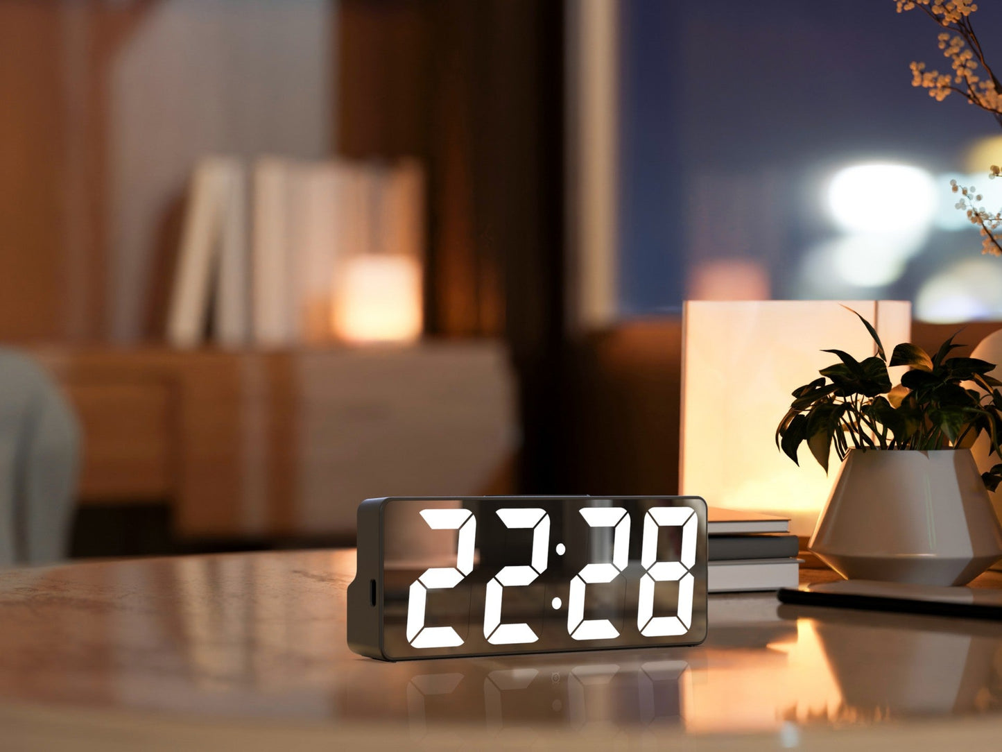 Techancy Despertador Multifunções Led Preto MC1500, Com Relógio, Data, Alarme, Ecrã De Temperatura E Controlo Por Voz