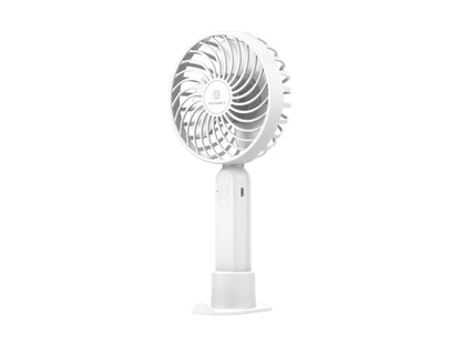 Techancy Ventoinha Portátil De Mão Branca KL7300, Ajustável A 3 Velocidades, Com Suporte Para Utilização Em Secretária