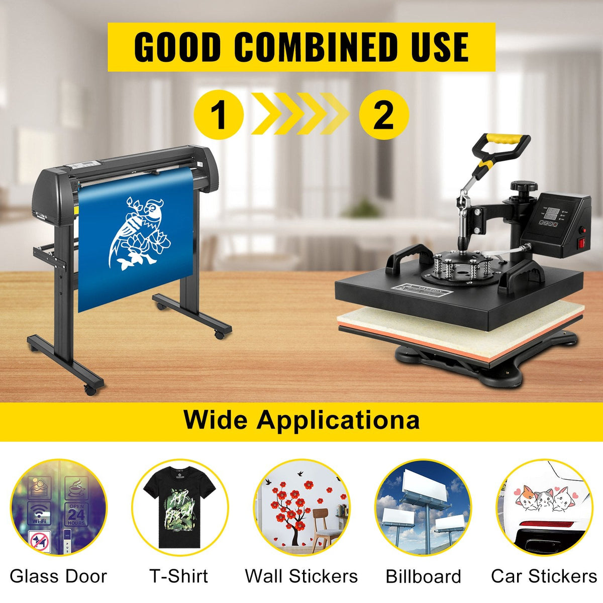 Kit Máquina de Transferência Térmica 380x380mm + Cortadora Vinil 28"